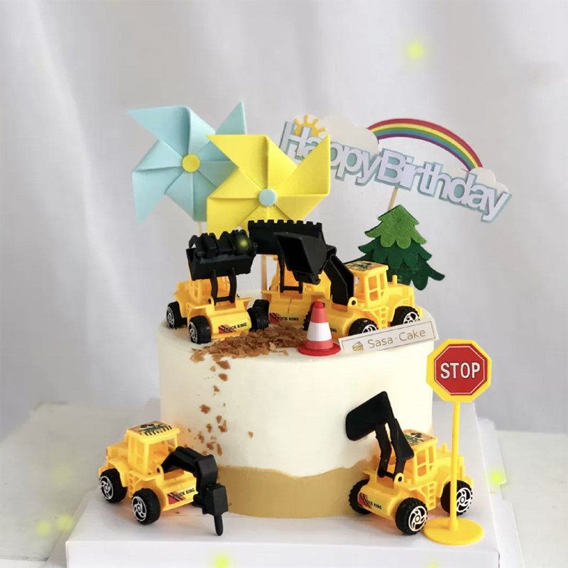 工程车挖掘机挖土机铲车路标吊机摆件主题生日蛋糕装饰烘焙甜品台,淘宝优惠券,粉丝福利购,淘宝优惠卷
