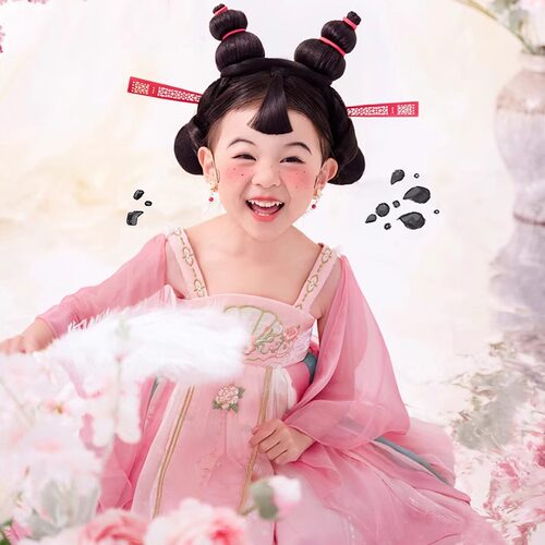 哪吒石矶娘娘同款儿童cos服装汉服女童超可爱襦裙女孩古风连衣裙 - 图0