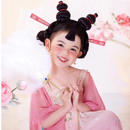 哪吒石矶娘娘同款儿童cos服装汉服女童超可爱襦裙女孩古风连衣裙 - 图2