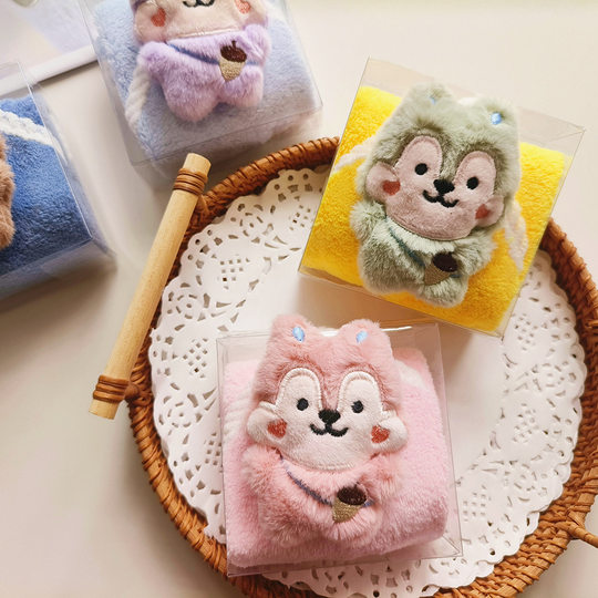 Cute nut squirrel towel thickened coral velvet hand towel souvenir children baby gift shape towel