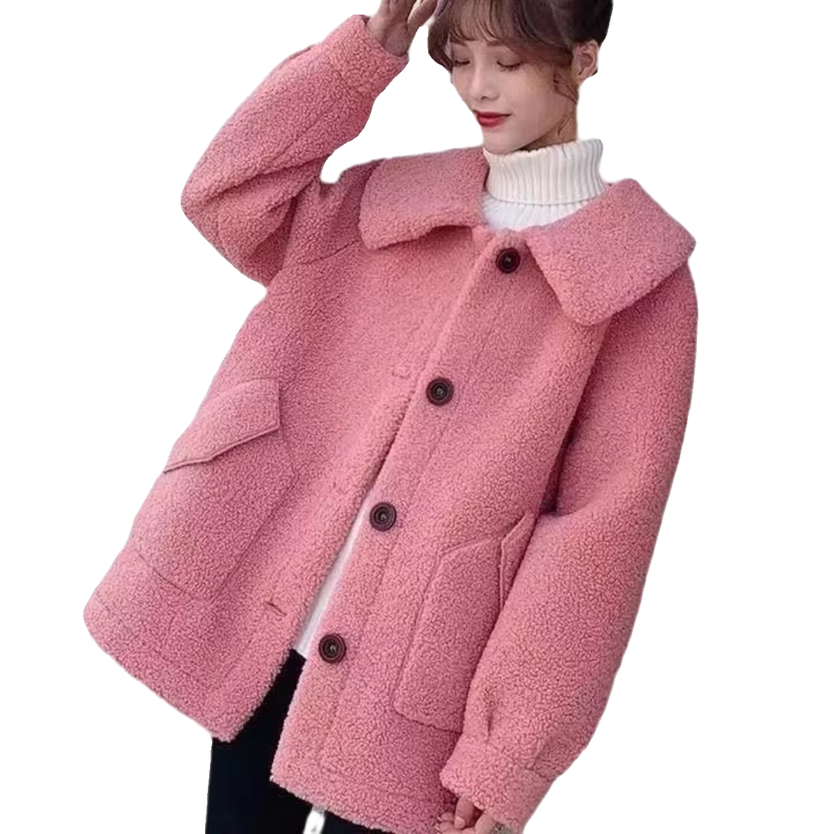 加厚仿羊羔绒开衫外套女冬2025年爆新款纽扣一体毛茸茸妈妈保暖,淘宝优惠券,粉丝福利购,淘宝优惠卷