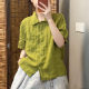 ເສື້ອຍືດ Retro ຝ້າຍແລະ linen ສໍາລັບແມ່ຍິງ summer ໃຫມ່ສີແຂງ, ແຂນສັ້ນ, ອາຍຸການຫຼຸດຜ່ອນ temperament ວັນນະຄະດີ casual ວ່າງ versatile top ສໍາລັບແມ່ຍິງ