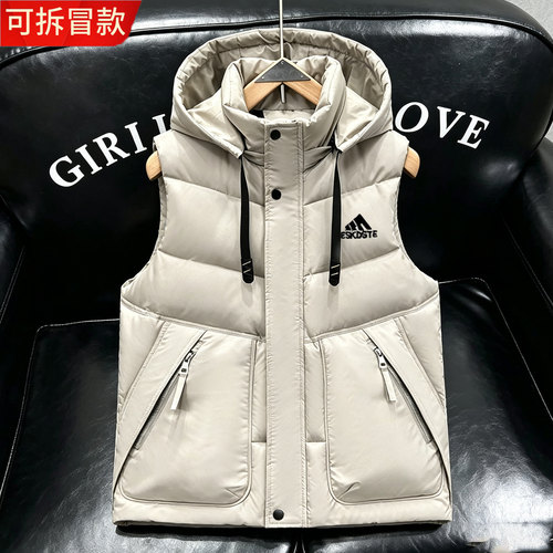 羽绒棉马甲秋冬季男女连帽保暖背心无袖坎肩棉服马夹情侣高档外套 - 图1