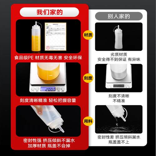 挤酱瓶商用番茄沙拉酱挤压瓶食品级大口径厨房酱油醋调料瓶酱料壶 - 图2