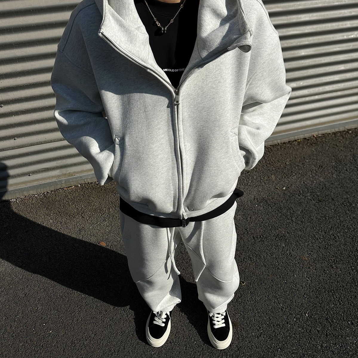 UNAps秋冬重磅500克潮流弯刀卫裤男女宽松纯色重磅开衫卫衣外套装,淘宝优惠券,粉丝福利购,淘宝优惠卷