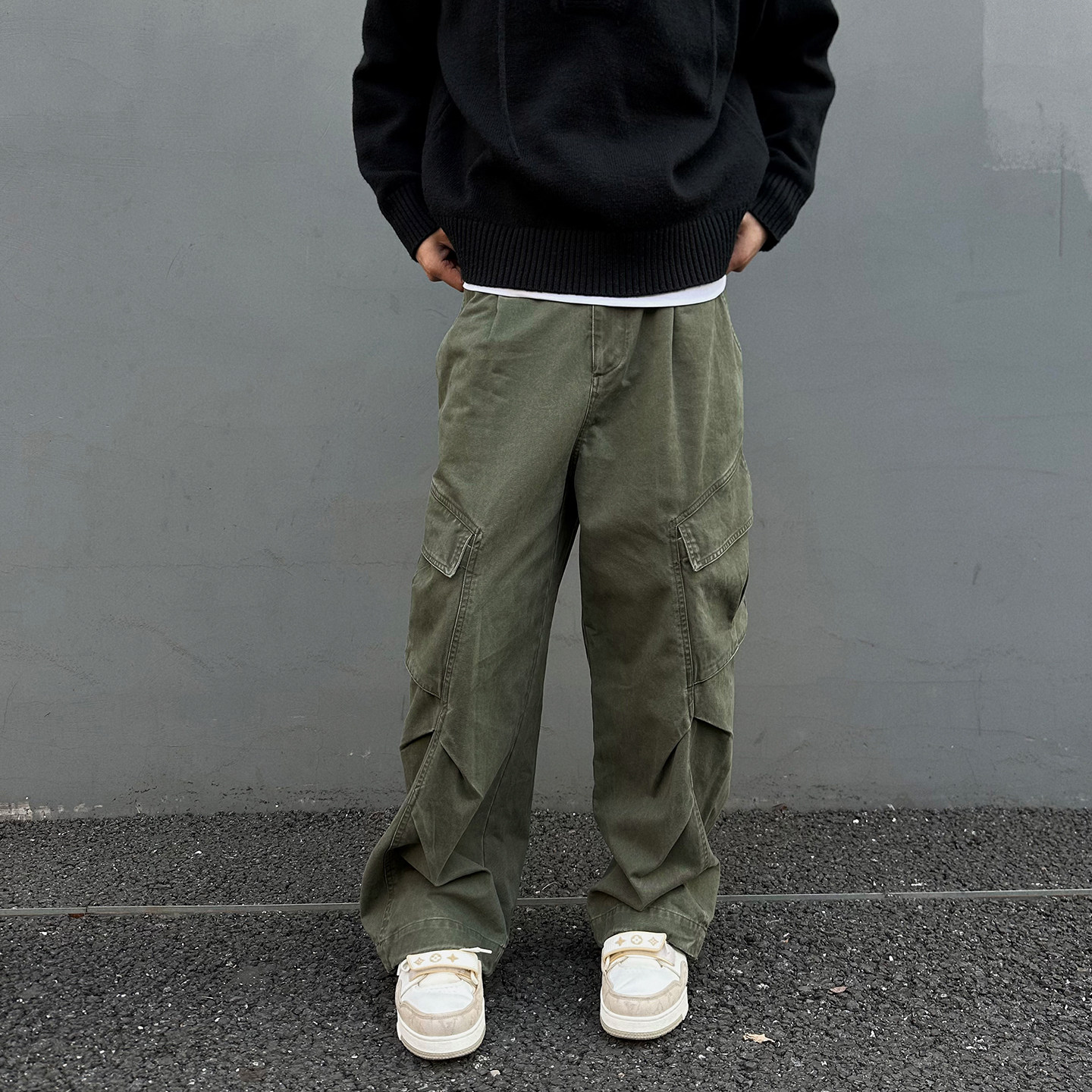 【UNAPS】2026复古cleanfit泛白做旧立体工装裤男女松紧腰休闲裤,淘宝优惠券,粉丝福利购,淘宝优惠卷