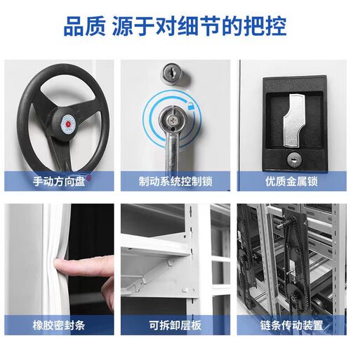 手摇式昆明密集架直销厂家档案室凭证资料档案柜电动智能密集柜 - 图3