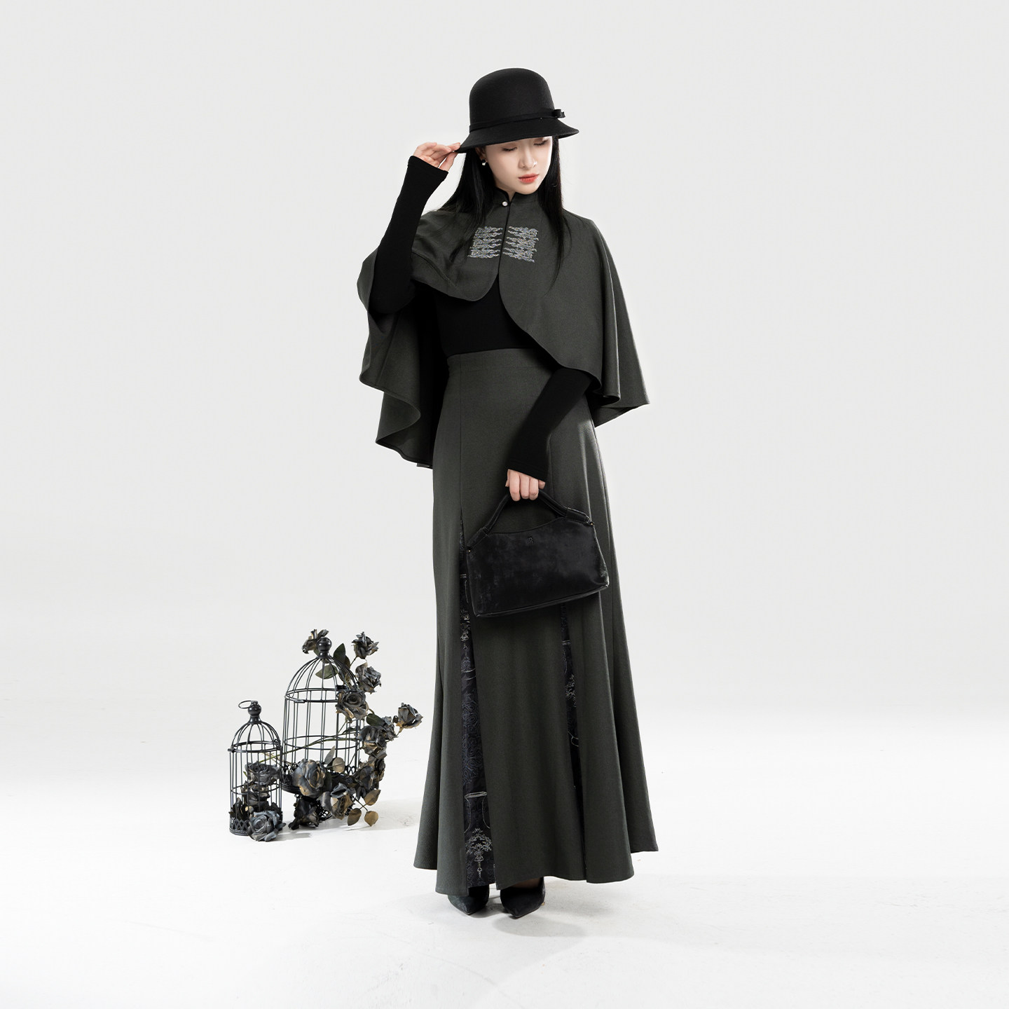 织造司[雾珐琅]新中式立领斗篷马面裙改良三裥裙鱼尾半身裙长裙女,淘宝优惠券,粉丝福利购,淘宝优惠卷