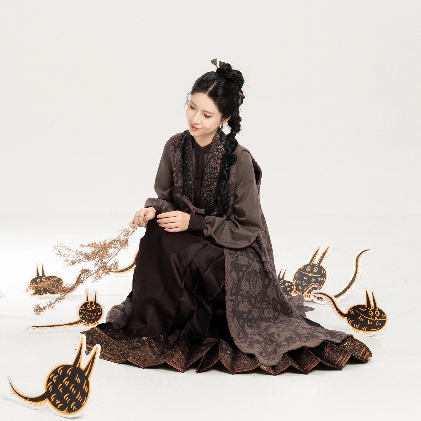 织造司[君幸酒]新中式立领衬衫双面穿比甲一片式暗纹织金马面裙女,淘宝优惠券,粉丝福利购,淘宝优惠卷