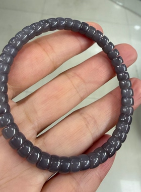 正品纯天然和田玉浓烟紫直切药片6毫米单圈手串链包邮送证书女款