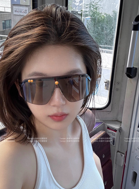 金泰亨同款无框一体式面罩太阳眼镜女护目大框遮脸防晒户外运动风