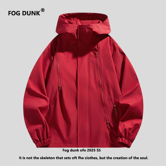FOG DUNK Frühling und Herbst Multi-Pocket-Jacke für Herren, trendige Marke, Outdoor-Arbeitskleidung, einheitliche Freizeitjacke für Männer und Frauen