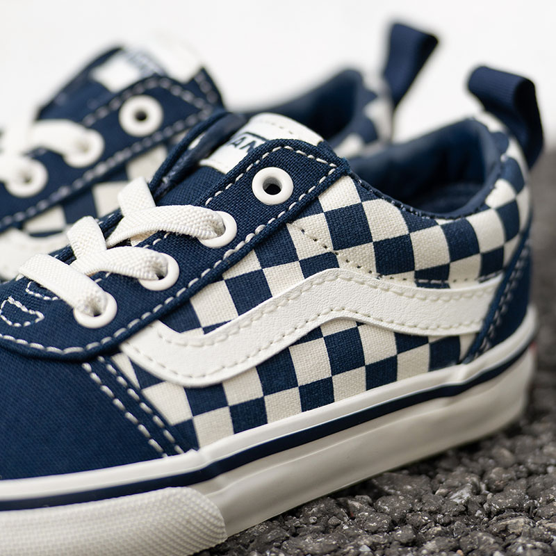 Vans范斯童鞋官方 Ward Slip-On蓝白棋盘格拼色小童帆布鞋 - 图1