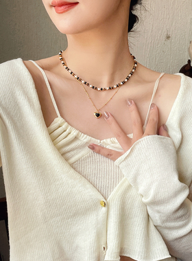 欧美博主同款黑色虎眼石玛瑙项链