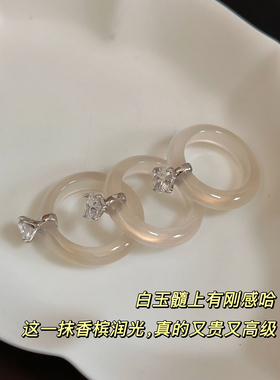 5/31 20点新品限时9.5折白月光S925银鸽子蛋戒指新中式设计感指环