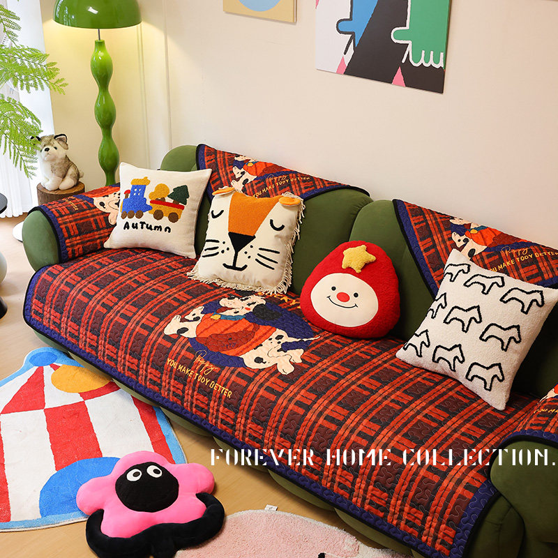 美式卡通耐脏布艺沙发垫四季防滑透气皮沙发罩美拉德客厅盖布巾套,淘宝优惠券,粉丝福利购,淘宝优惠卷