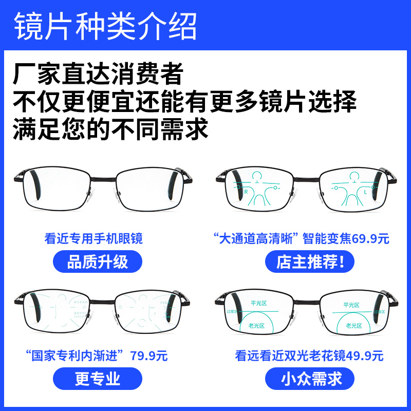 故乡月旗舰店老花镜男自动高清折叠远近两用智能防蓝光抗疲劳老人老光眼镜女1
