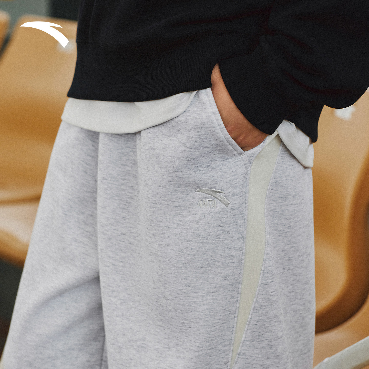 安踏休闲运动长裤男2025冬季新款加绒保暖宽松阔腿直筒裤灰色卫裤,淘宝优惠券,粉丝福利购,淘宝优惠卷