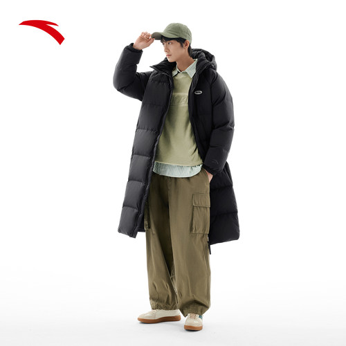 安踏六度芯羽绒服长款加厚保暖2025冬季新款科技速暖男士黑面包服 - 图2