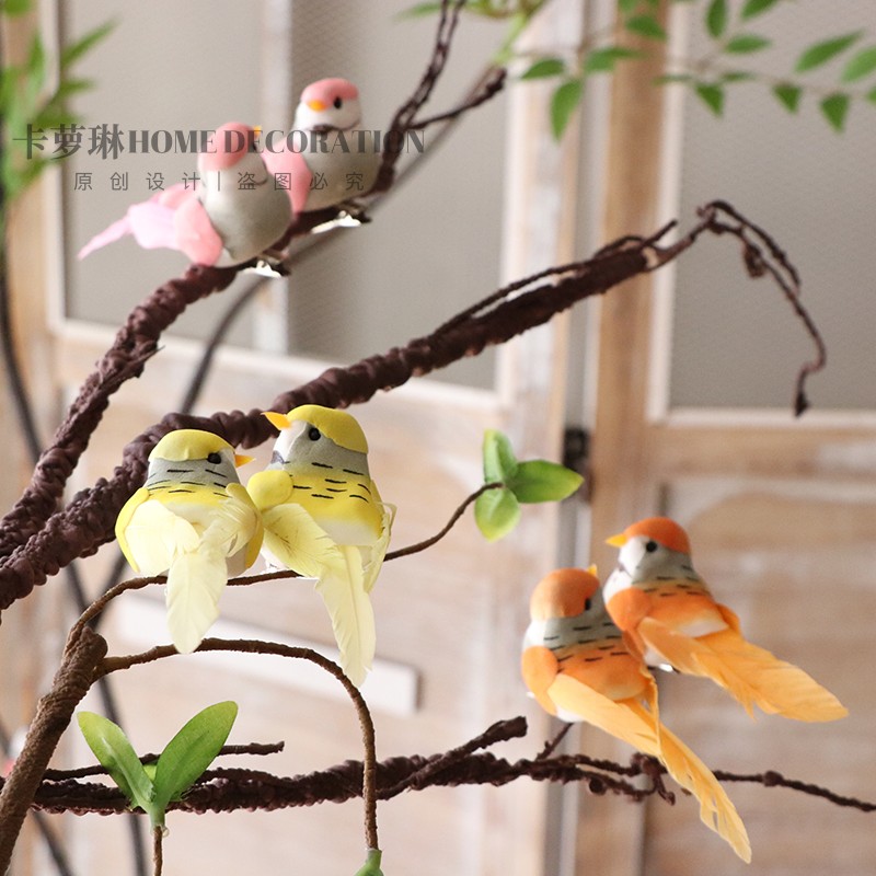 一对装情侣仿真羽毛小鸟假鸟泡沫鸟圣诞节园林装饰摆件家居装饰品,淘宝优惠券,粉丝福利购,淘宝优惠卷