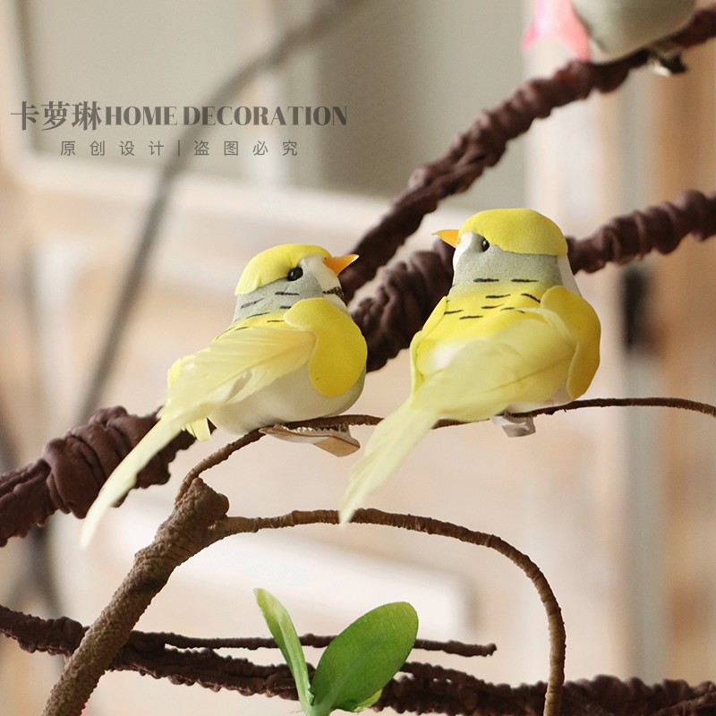 一对装情侣仿真羽毛小鸟假鸟泡沫鸟圣诞节园林装饰摆件家居装饰品,淘宝优惠券,粉丝福利购,淘宝优惠卷