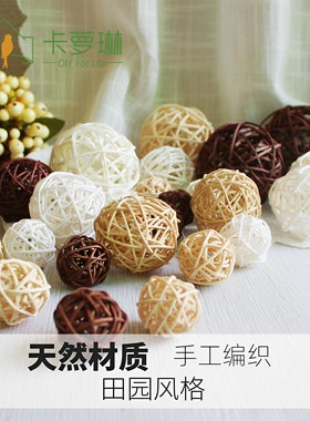 印尼手工编织藤球空中白色米色