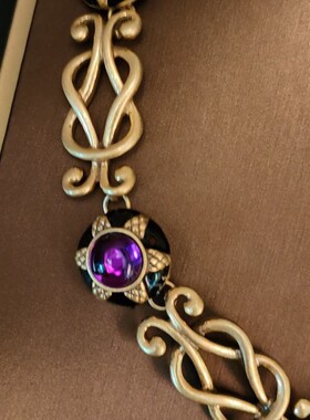 Vintage青岛中古vintage古法金莱茵石项链锁骨链跨境热销轻奢款