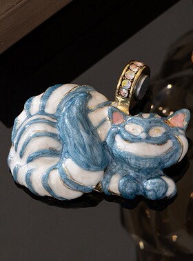 Vintage中古vintage珐琅猫咪吊坠可爱轻奢复古动物系列猫咪珐琅