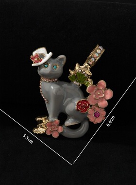 Vintage中古Vintage吊坠百搭款个性可爱风重工电镀珐琅kf小猫咪