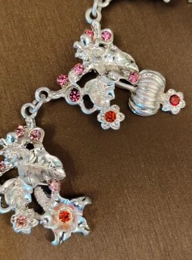 Vintage青岛中古vintage宝石镶嵌项链锁骨链跨境热销复古重工百搭