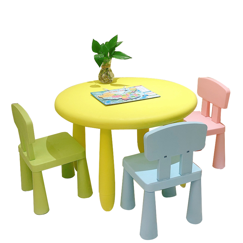 防滑圆桌椅凳塑料幼儿园桌椅居家用玩具桌椅套装小孩写字画画桌椅-图3