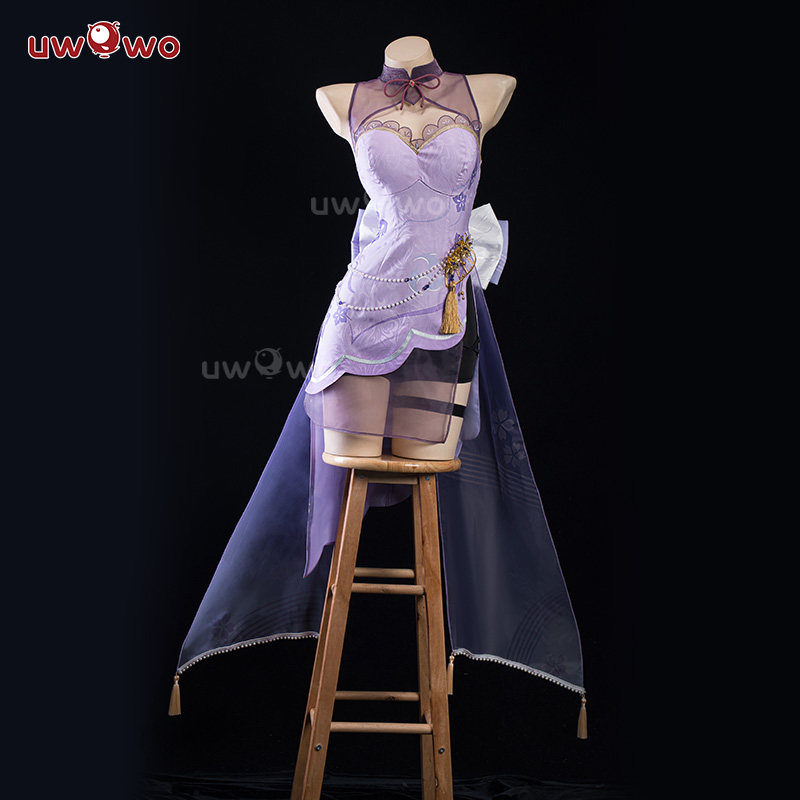 现货uwowo悠窝窝原神cosplay 雷电将军 夜樱旗袍 cos 服装女  影