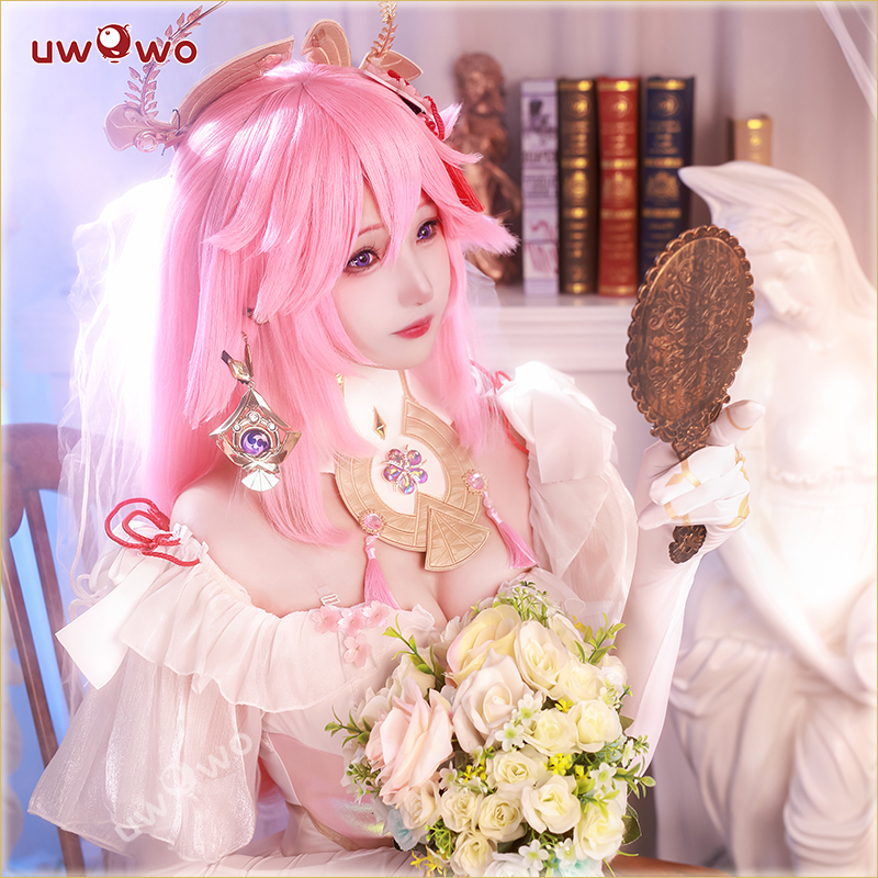 现货悠窝窝Uwowo原神八重神子同人花嫁cosplay服装女婚纱礼服 - 图1