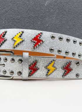 Y2K Iridescent Leather Belt  Corset Unisex Waist Strap
