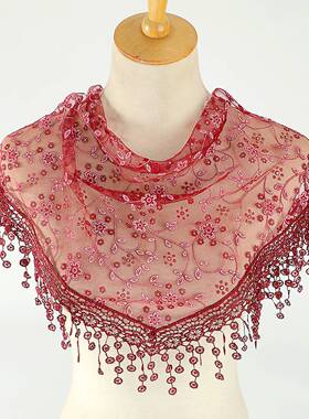 Lace Floral Triangle Head Scarf Veil