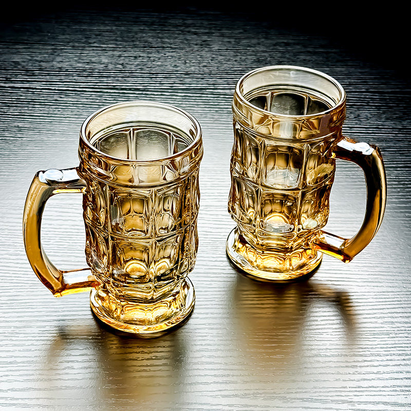 2025新款水晶玻璃杯水杯酒杯啤酒杯子轻奢高颜值带把不带盖高级感,淘宝优惠券,粉丝福利购,淘宝优惠卷