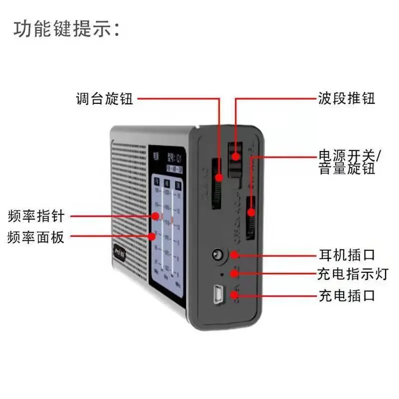 Amoi/夏新半导体收音机老人专用全波段可充电便携迷你随身听广播-图1