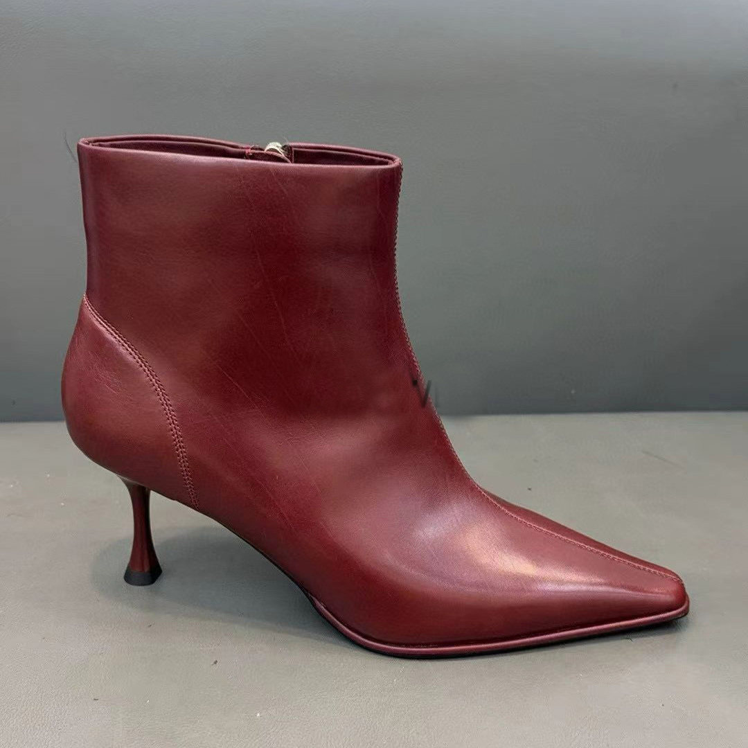 2025秋新款真皮细跟短靴女英伦风复古马丁靴百搭高跟鞋舒适尖头鞋,淘宝优惠券,粉丝福利购,淘宝优惠卷