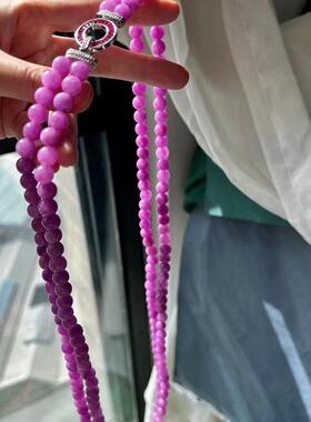 S925银色原创设计彷舒吉来皇家紫色薰衣草紫色出生矿物苏吉石毛衣