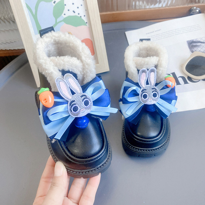 儿童小皮鞋冬季新款公主鞋卡通警官兔女宝高帮鞋软底可爱保暖棉鞋,淘宝优惠券,粉丝福利购,淘宝优惠卷