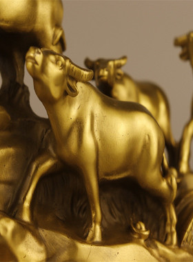 黄铜五牛铜牛摆件家居装饰创意礼