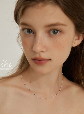 aviho小圆珠通体银项链