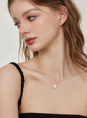 aviho ins风少女感仿巴洛克珍珠爱心项链高级气质复古小众设计