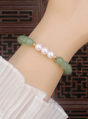 新中式国风简约珍珠手链弹力单圈