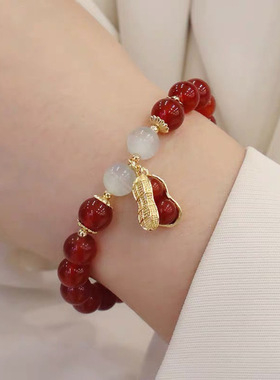红色好事花生手串手链18k