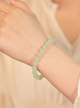 晴水绿手串古风唯美玉髓手链弹力