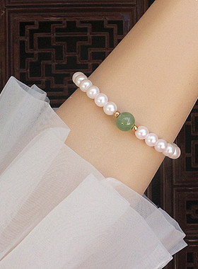 新中式正圆珍珠绿色手链