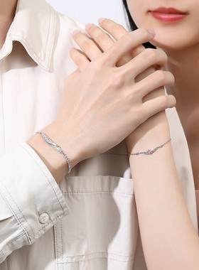 羽你相伴情侣手链S925纯银ins小众高级感爱心羽翼手饰