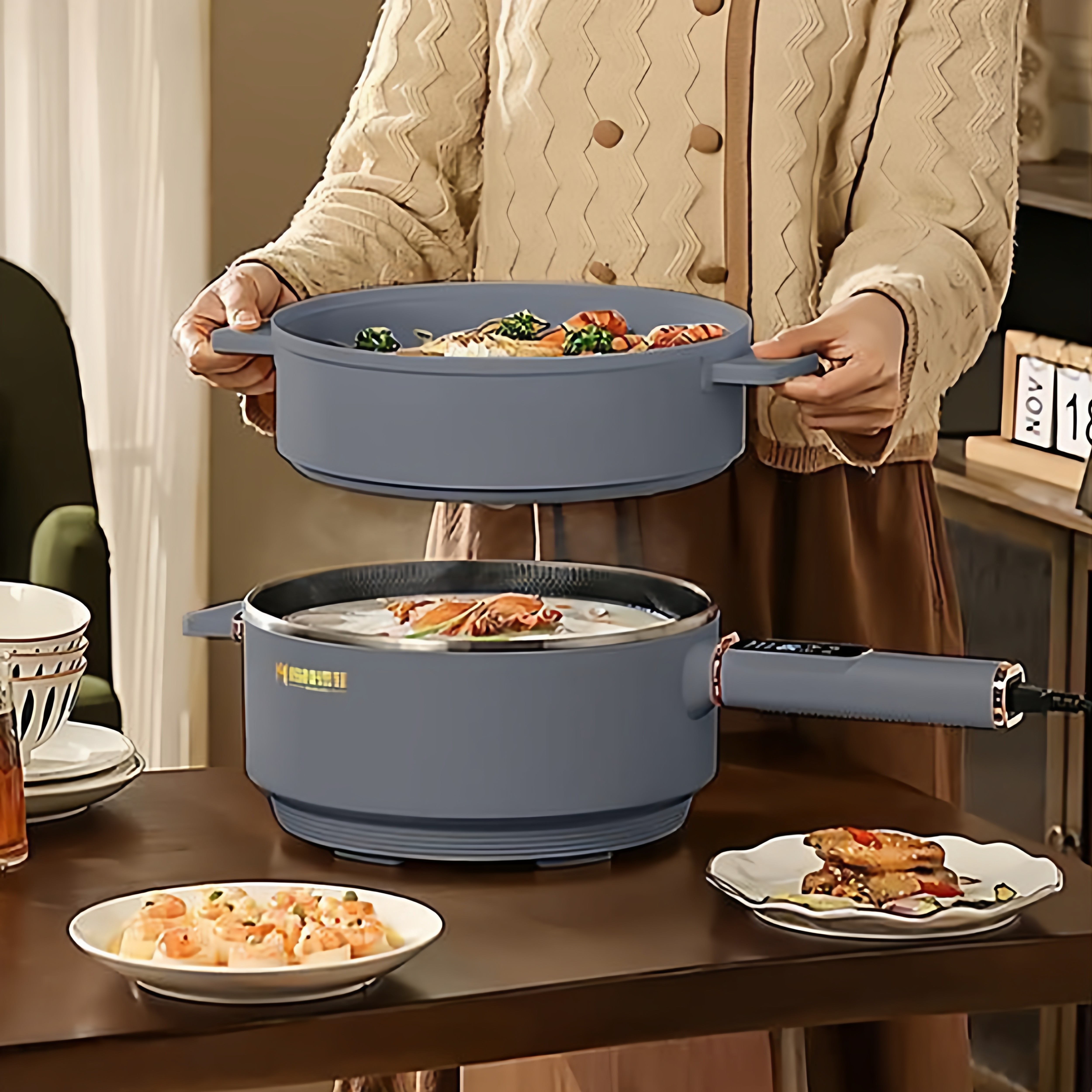 梅特德菲多功能电炒锅不粘锅家用32不锈钢蒸煮炒菜定时插电子锅29,淘宝优惠券,粉丝福利购,淘宝优惠卷