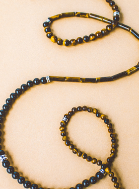 万能青年旅店周边 泥河手链 虎眼石 黑玛瑙 多层原创手串饰品礼物